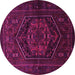 Round Machine Washable Persian Pink Traditional Rug, wshtr3102pnk