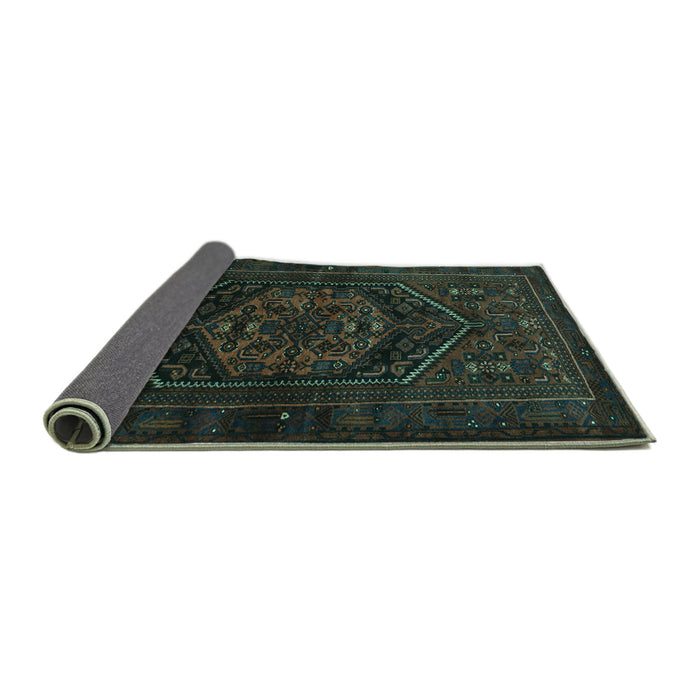 Sideview of Persian Turquoise Traditional Rug, tr3102turq