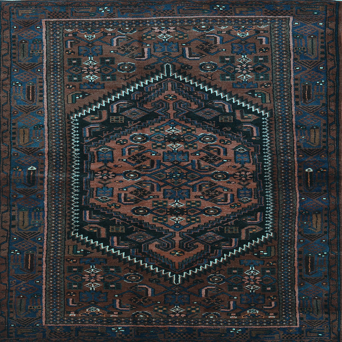 Square Machine Washable Persian Light Blue Traditional Rug, wshtr3102lblu