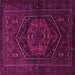 Square Machine Washable Persian Pink Traditional Rug, wshtr3102pnk