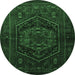 Round Persian Emerald Green Traditional Rug, tr3102emgrn