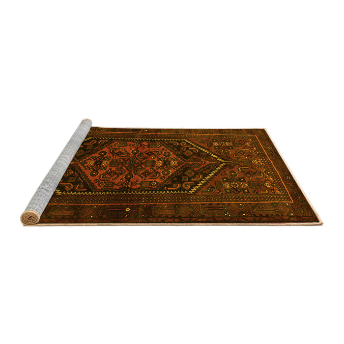 Sideview of Machine Washable Persian Yellow Traditional Rug, wshtr3102yw
