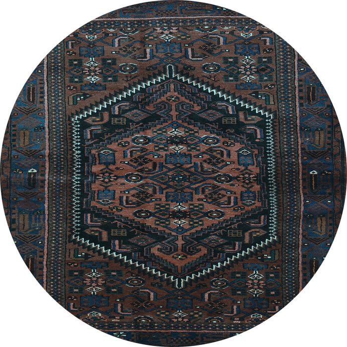 Round Machine Washable Persian Light Blue Traditional Rug, wshtr3102lblu