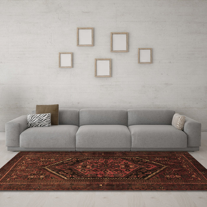 Machine Washable Persian Brown Traditional Rug in a Living Room,, wshtr3102brn