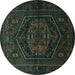 Round Persian Turquoise Traditional Rug, tr3102turq