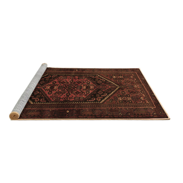 Sideview of Machine Washable Persian Brown Traditional Rug, wshtr3102brn
