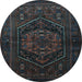 Round Persian Light Blue Traditional Rug, tr3102lblu