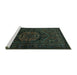 Sideview of Machine Washable Persian Turquoise Traditional Area Rugs, wshtr3102turq