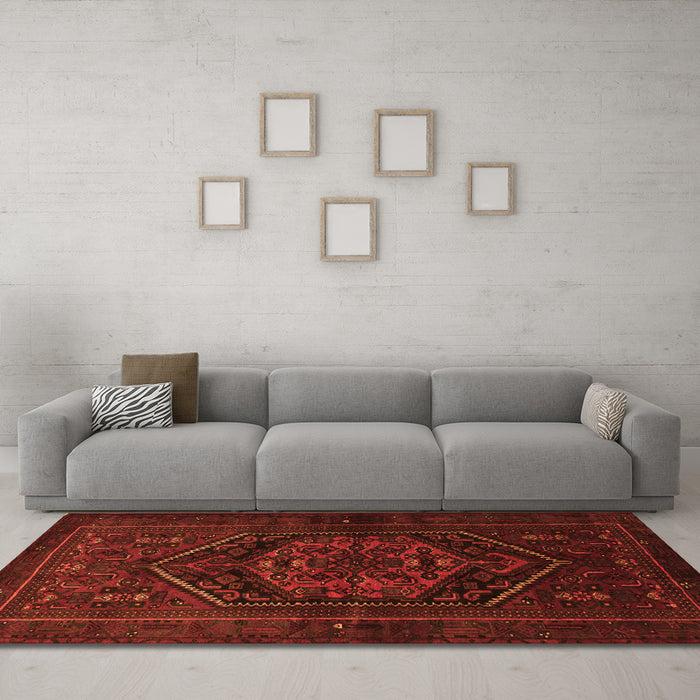 Machine Washable Persian Orange Traditional Area Rugs in a Living Room, wshtr3102org