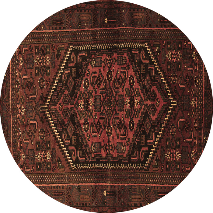 Round Persian Brown Traditional Rug, tr3102brn