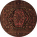 Round Persian Brown Traditional Rug, tr3102brn