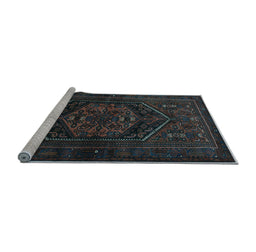 Sideview of Machine Washable Persian Light Blue Traditional Rug, wshtr3102lblu