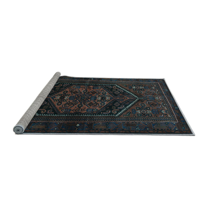 Sideview of Machine Washable Persian Light Blue Traditional Rug, wshtr3102lblu