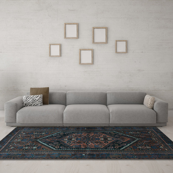 Machine Washable Persian Light Blue Traditional Rug in a Living Room, wshtr3102lblu
