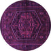 Round Machine Washable Persian Purple Traditional Area Rugs, wshtr3102pur