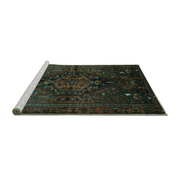 Sideview of Machine Washable Persian Turquoise Traditional Area Rugs, wshtr3103turq