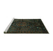 Sideview of Machine Washable Persian Turquoise Traditional Area Rugs, wshtr3103turq