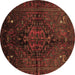 Round Persian Brown Traditional Rug, tr3103brn