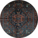 Round Persian Light Blue Traditional Rug, tr3103lblu