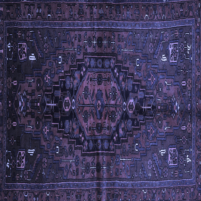 Square Machine Washable Persian Blue Traditional Rug, wshtr3103blu