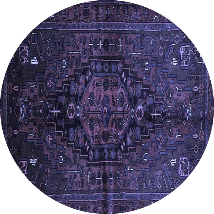 Round Machine Washable Persian Blue Traditional Rug, wshtr3103blu