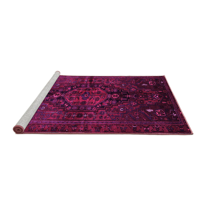 Sideview of Machine Washable Persian Pink Traditional Rug, wshtr3103pnk