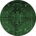 Round Persian Emerald Green Traditional Rug, tr3103emgrn
