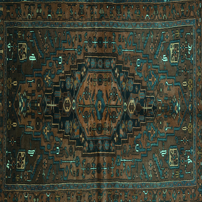 Square Machine Washable Persian Turquoise Traditional Area Rugs, wshtr3103turq