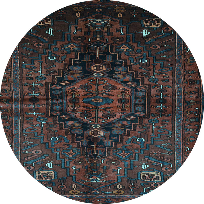 Round Machine Washable Persian Light Blue Traditional Rug, wshtr3103lblu