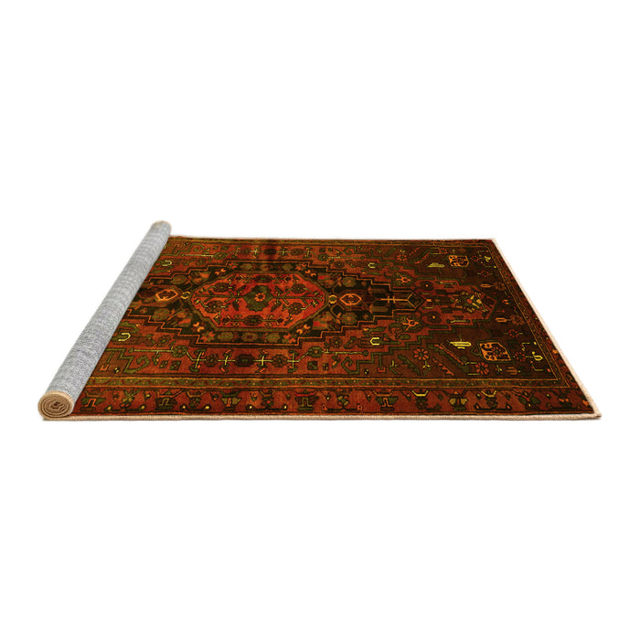 Sideview of Machine Washable Persian Yellow Traditional Rug, wshtr3103yw