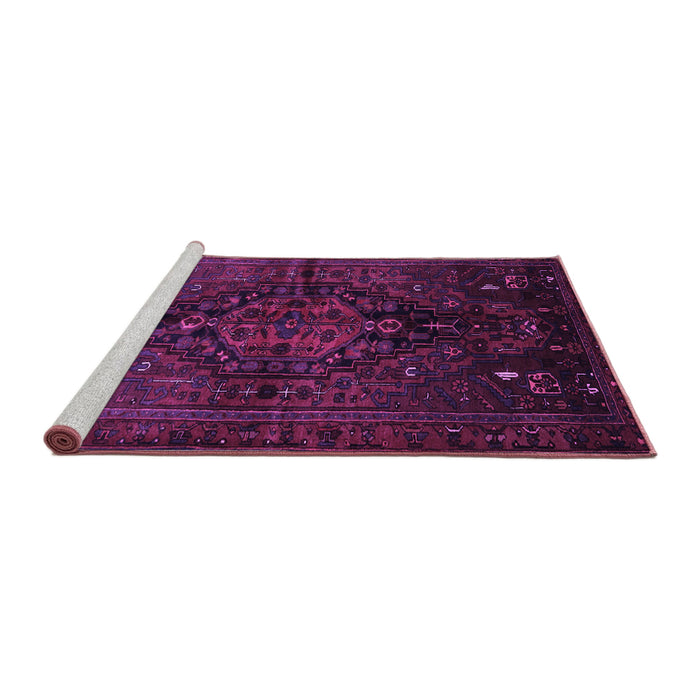 Sideview of Machine Washable Persian Purple Traditional Area Rugs, wshtr3103pur