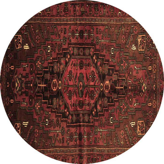 Round Machine Washable Persian Brown Traditional Rug, wshtr3103brn