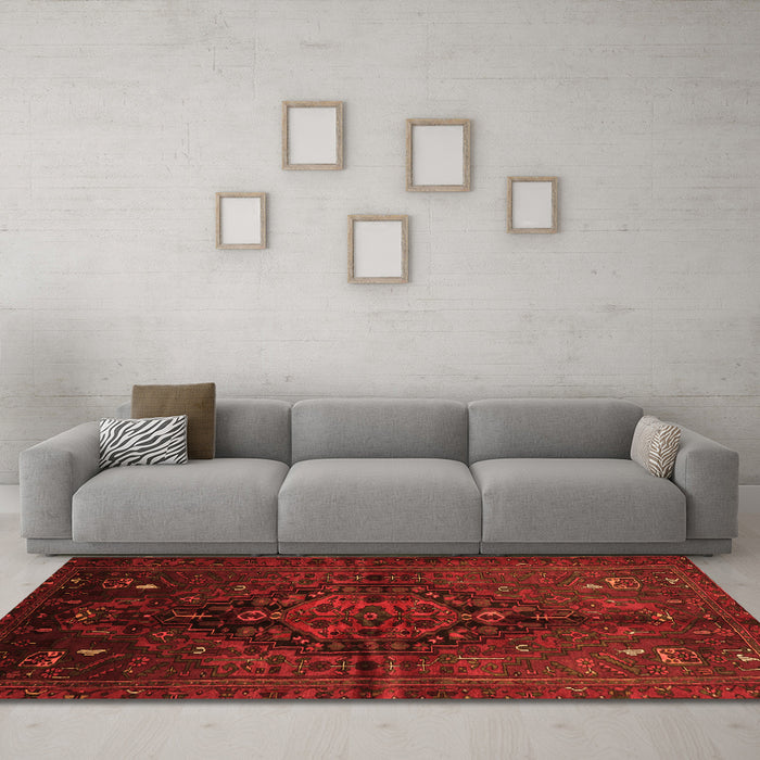 Machine Washable Persian Orange Traditional Area Rugs in a Living Room, wshtr3103org