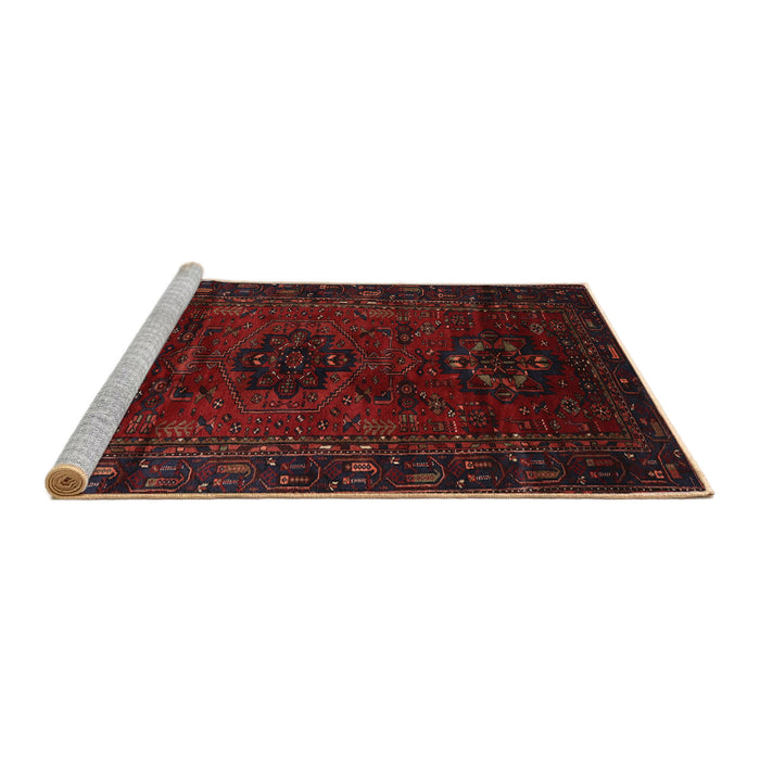 Sideview of Machine Washable Traditional Bakers Brown Rug, wshtr3104