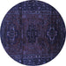 Round Machine Washable Persian Blue Traditional Rug, wshtr3104blu