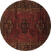 Round Machine Washable Persian Brown Traditional Rug, wshtr3104brn