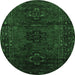 Round Persian Emerald Green Traditional Rug, tr3104emgrn