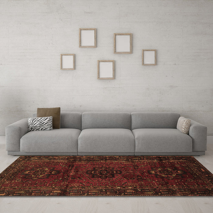 Machine Washable Persian Brown Traditional Rug in a Living Room,, wshtr3104brn