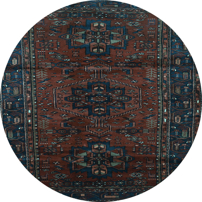 Round Machine Washable Persian Light Blue Traditional Rug, wshtr3104lblu