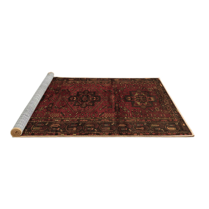 Sideview of Machine Washable Persian Brown Traditional Rug, wshtr3104brn