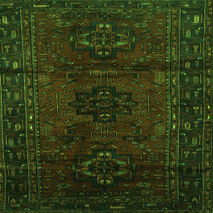 Round Machine Washable Persian Green Traditional Area Rugs, wshtr3104grn