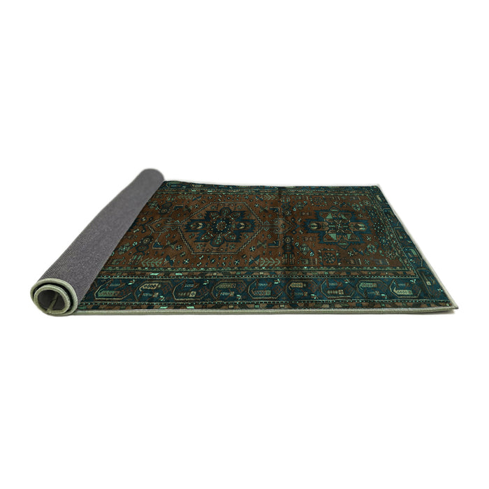 Sideview of Persian Turquoise Traditional Rug, tr3104turq