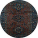 Round Persian Light Blue Traditional Rug, tr3104lblu