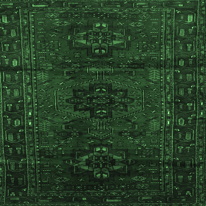 Square Persian Emerald Green Traditional Rug, tr3104emgrn