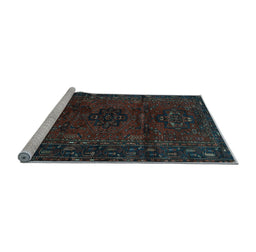 Sideview of Machine Washable Persian Light Blue Traditional Rug, wshtr3104lblu