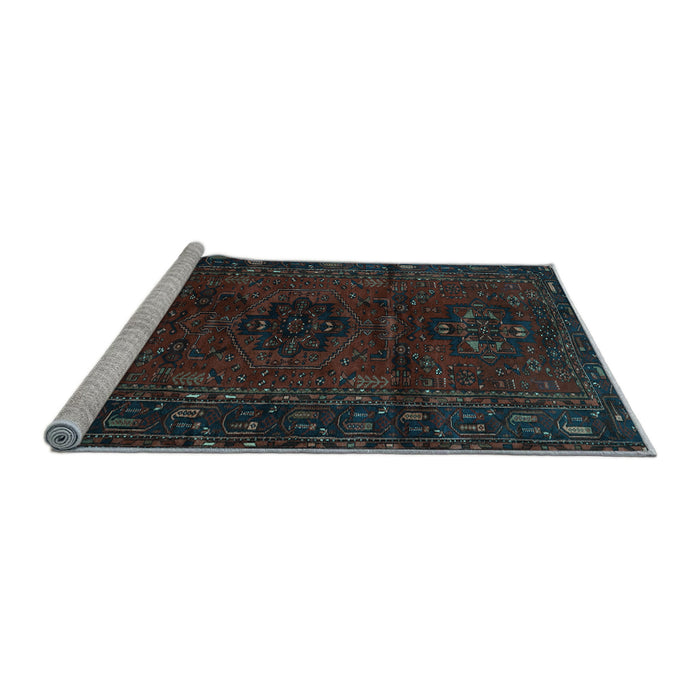 Sideview of Machine Washable Persian Light Blue Traditional Rug, wshtr3104lblu