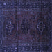 Square Machine Washable Persian Blue Traditional Rug, wshtr3104blu