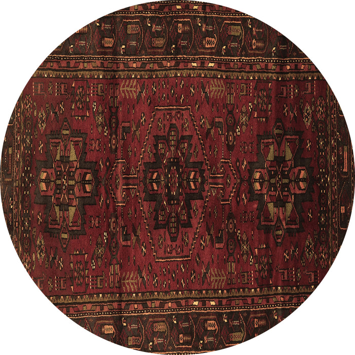 Round Persian Brown Traditional Rug, tr3104brn
