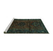 Sideview of Machine Washable Persian Turquoise Traditional Area Rugs, wshtr3104turq