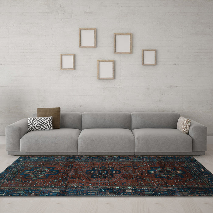 Machine Washable Persian Light Blue Traditional Rug in a Living Room, wshtr3104lblu